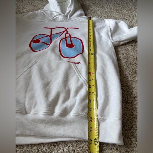 Marushka Hand Printed Bicycle Hoodie Women's White Sweatshirt Size Small - Picture 8 of 9